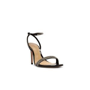 SCHUTZ Womens Black Mixed Media Altina Glam Toe Stiletto Heeled Sandal 8 B